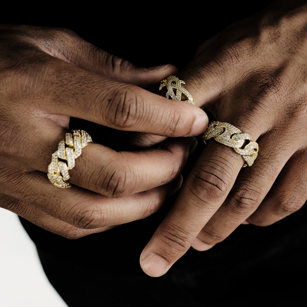 Cuban chain ring set with diamonds main image 1