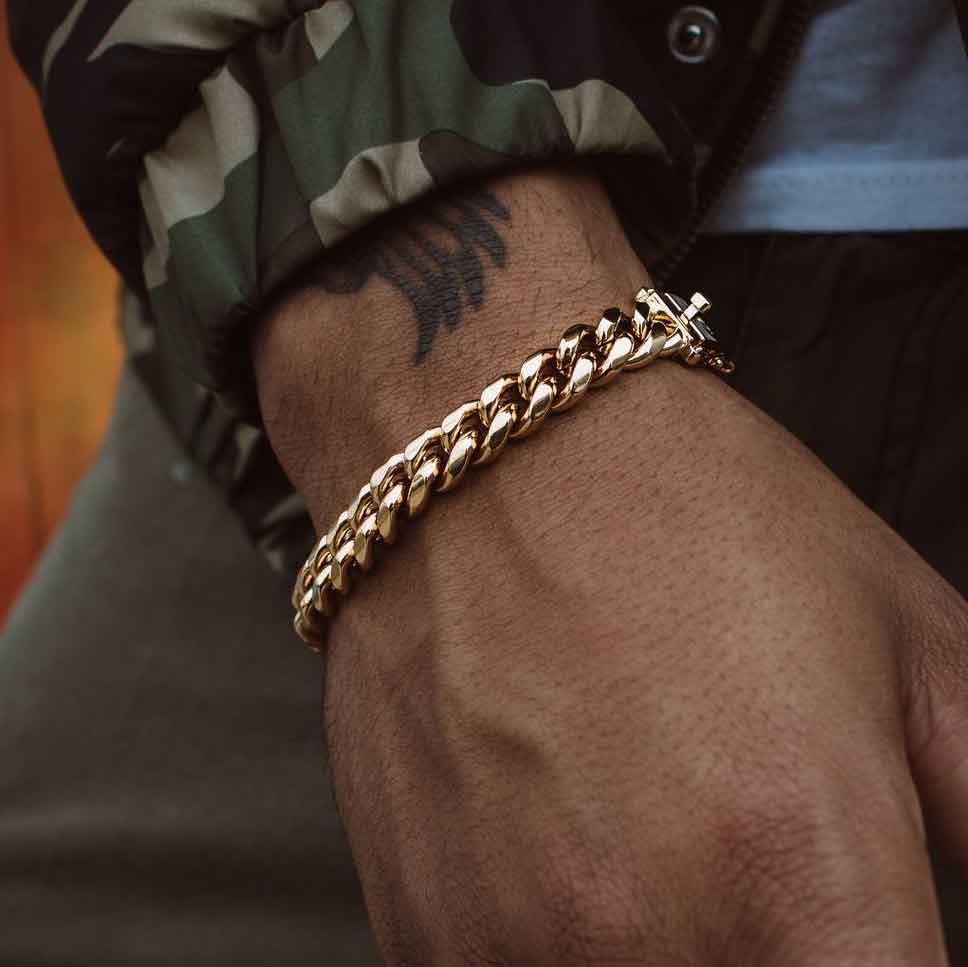 Buy Zivom Slim Mesh 18K Gold Stainless Steel Cuff Kada Bangle Bracelet For  Men Online at Best Prices in India - JioMart.