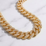 12mm 20 inch Inverse Diamond Cuban Link Close up The Gold Gods