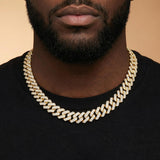 Diamond Cuban Chain Straight Edge 15mm 18 inches The Gold Gods