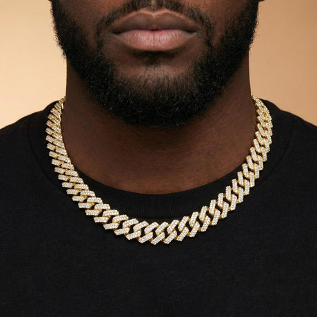 Diamond Cuban Chain Straight Edge 15mm 18 inches The Gold Gods