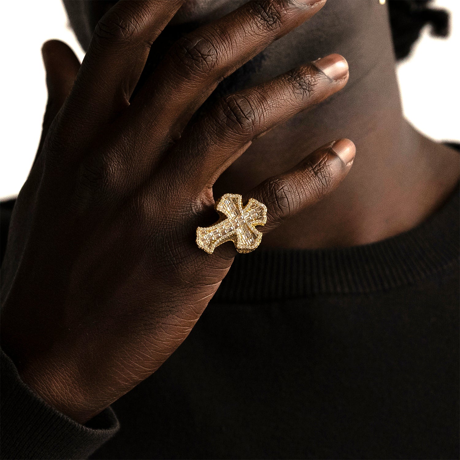 Gold Finish online CZ Baguette Cross