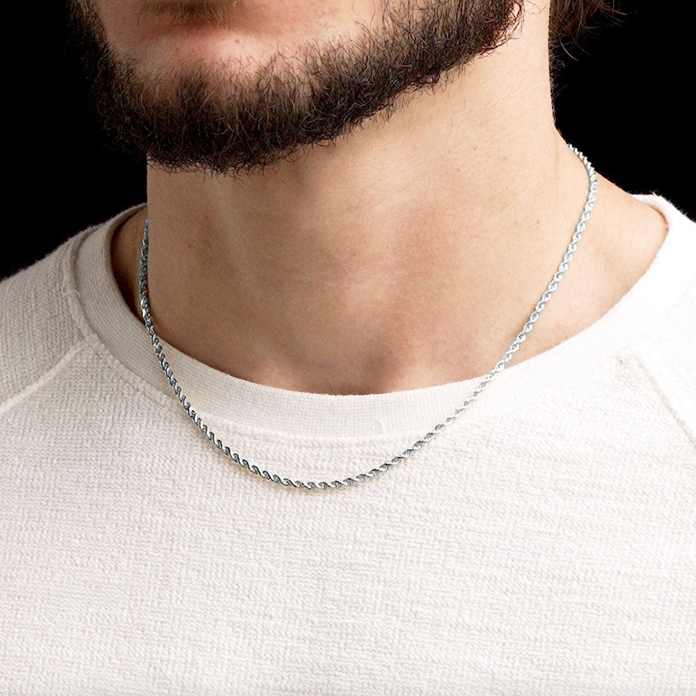 18inch 2.5mm Silver Rope Chain .925 Sterling Silver The Gold Gods Mens Jewelry