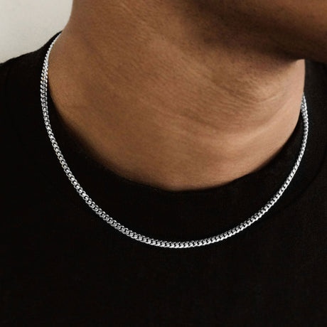 18inch 4mm Silver cuban link chain .925 Sterling Silver mens jewelry the gold gods front view