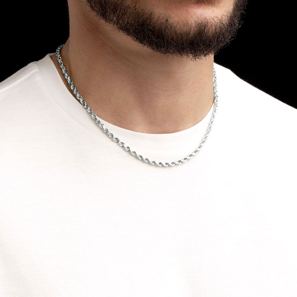 18inch 4mm Silver Rope Chain .925 Sterling Silver The Gold Gods Mens Jewelry