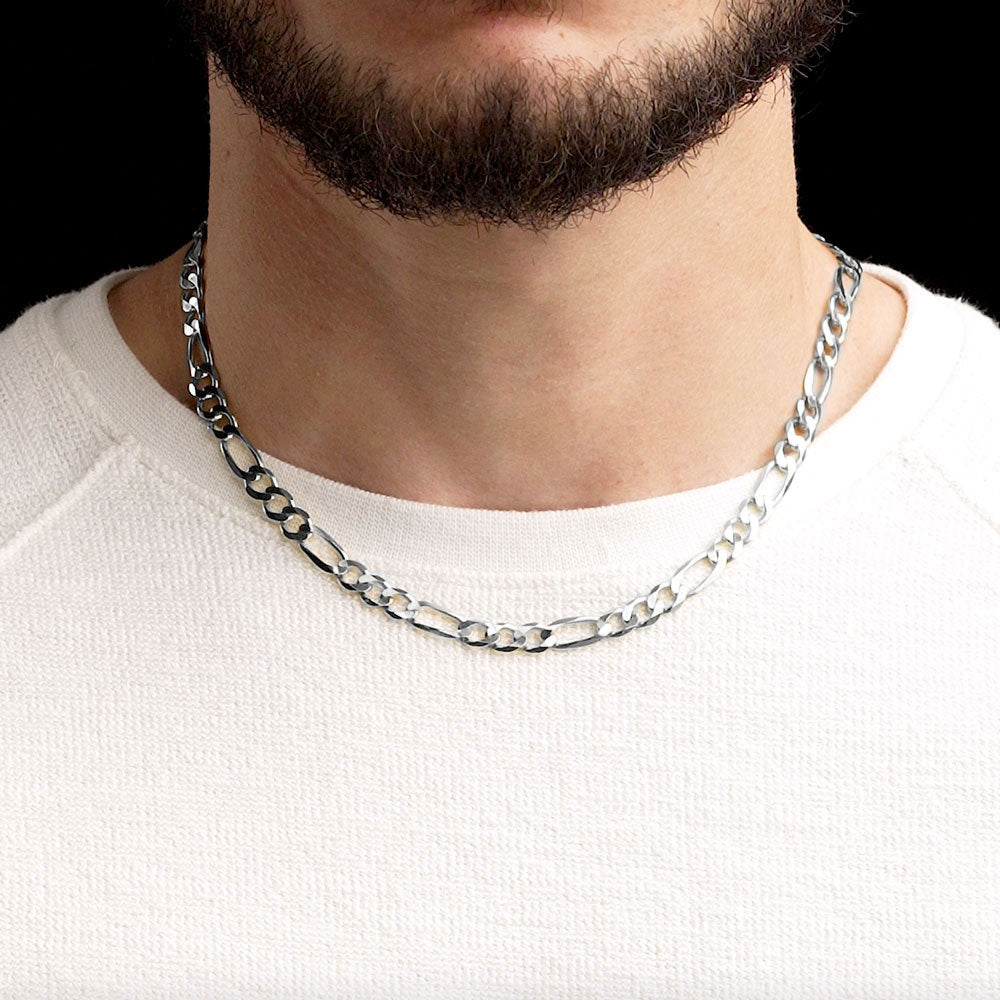18inch 6.5mm Silver Figaro Chain .925 Sterling Silver The Gold Gods Mens jewelry