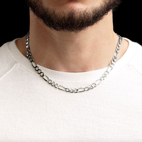 18inch 6.5mm Silver Figaro Chain .925 Sterling Silver The Gold Gods Mens jewelry