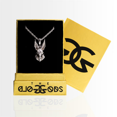 18k-White-Gold-Plated-Anubis-Pendant-with-4mm-Rope-Chain-22inch-The-Gold-Gods-Mens-Jewelry-in-box