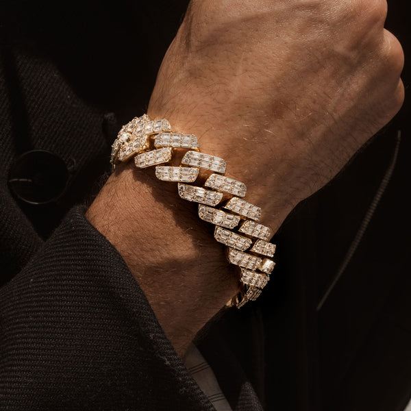 24K Gold Plated shops Baguette Cuban Link Bracelet