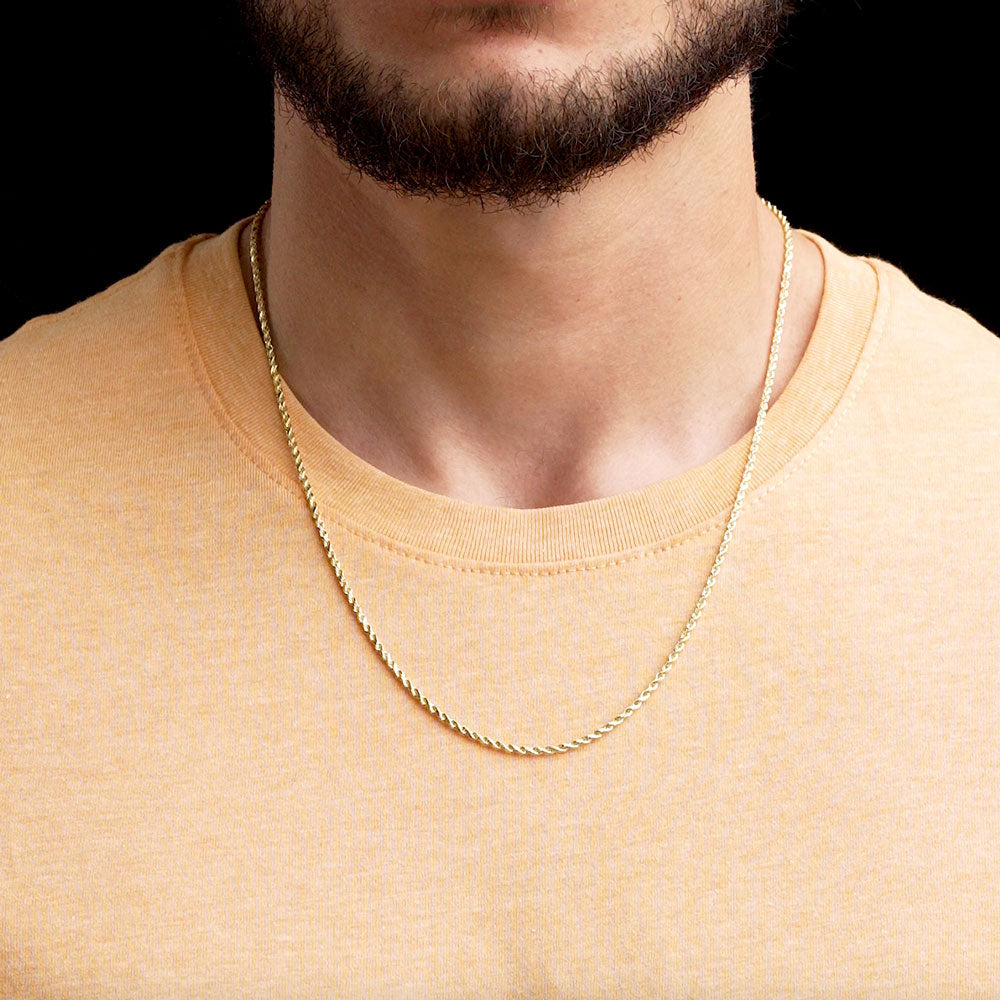 2.5mm 22inch Vermeil Rope Chain Italian .925 Sterling Silver The  Gold Gods Men's jewelry