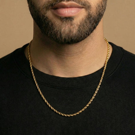 Mens Gold Rope Chain 2.5mm mens jewelry The Gold 22 inch