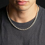 20 inch 6mm 925 italian silver rope chain on neck the gold gods mens jewelry 