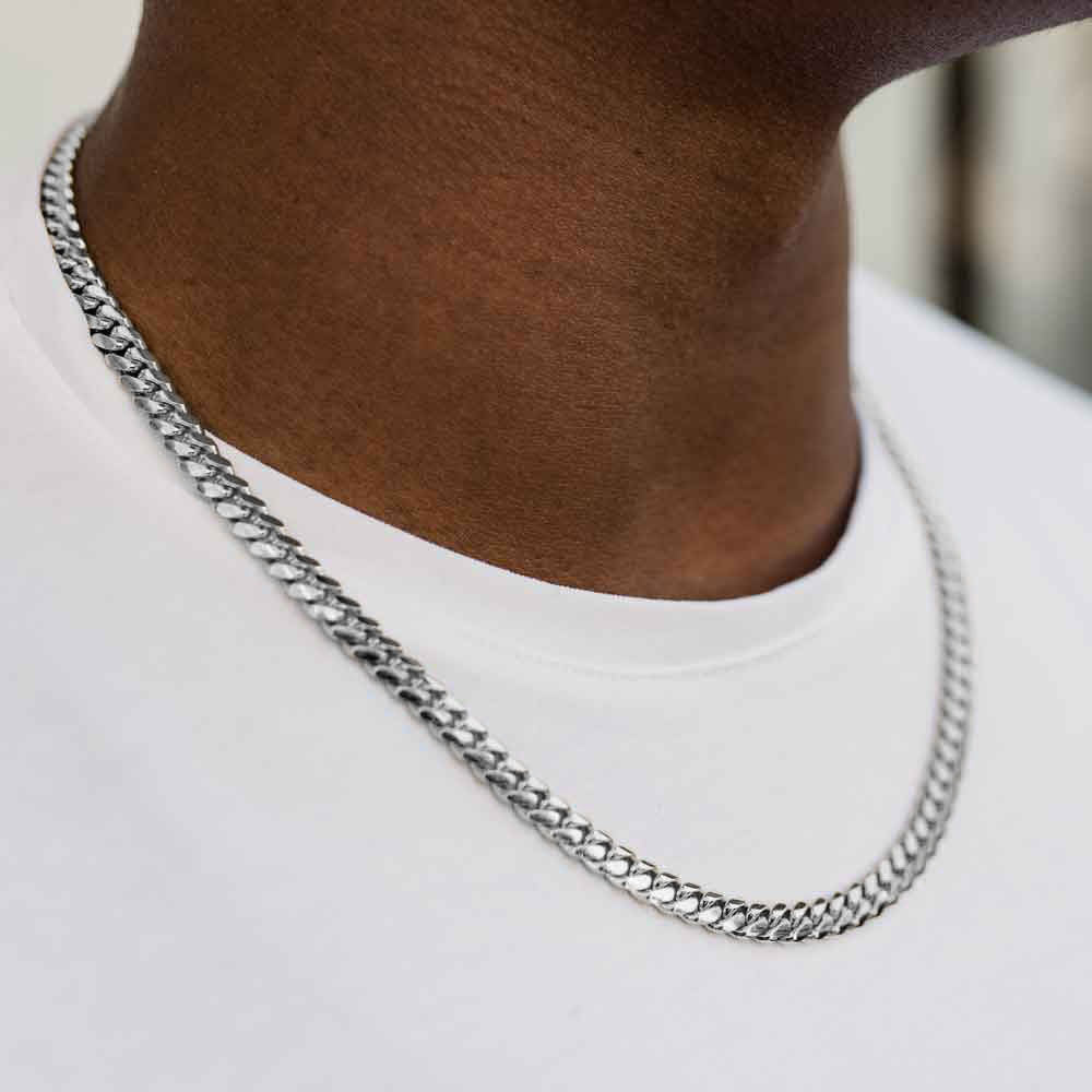 20inch 6mm silver cuban link chain .925 Sterling Silver mens jewelry the gold gods