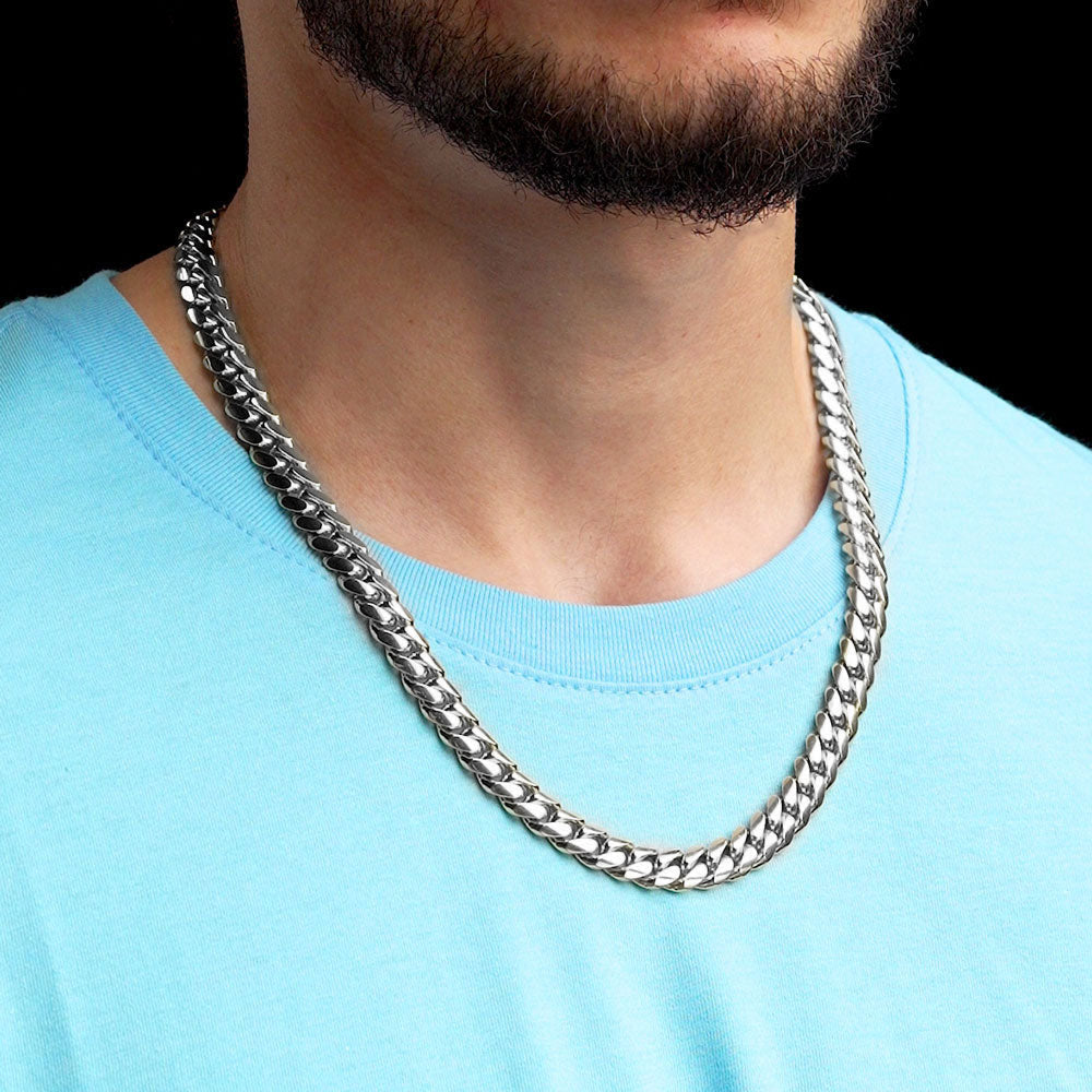 Solid silver online cuban link