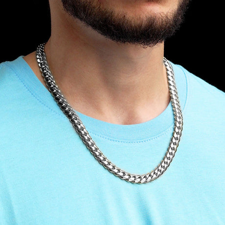 22inch 10mm Silver cuban link chain .925 Sterling Silver mens jewelry the gold gods front view