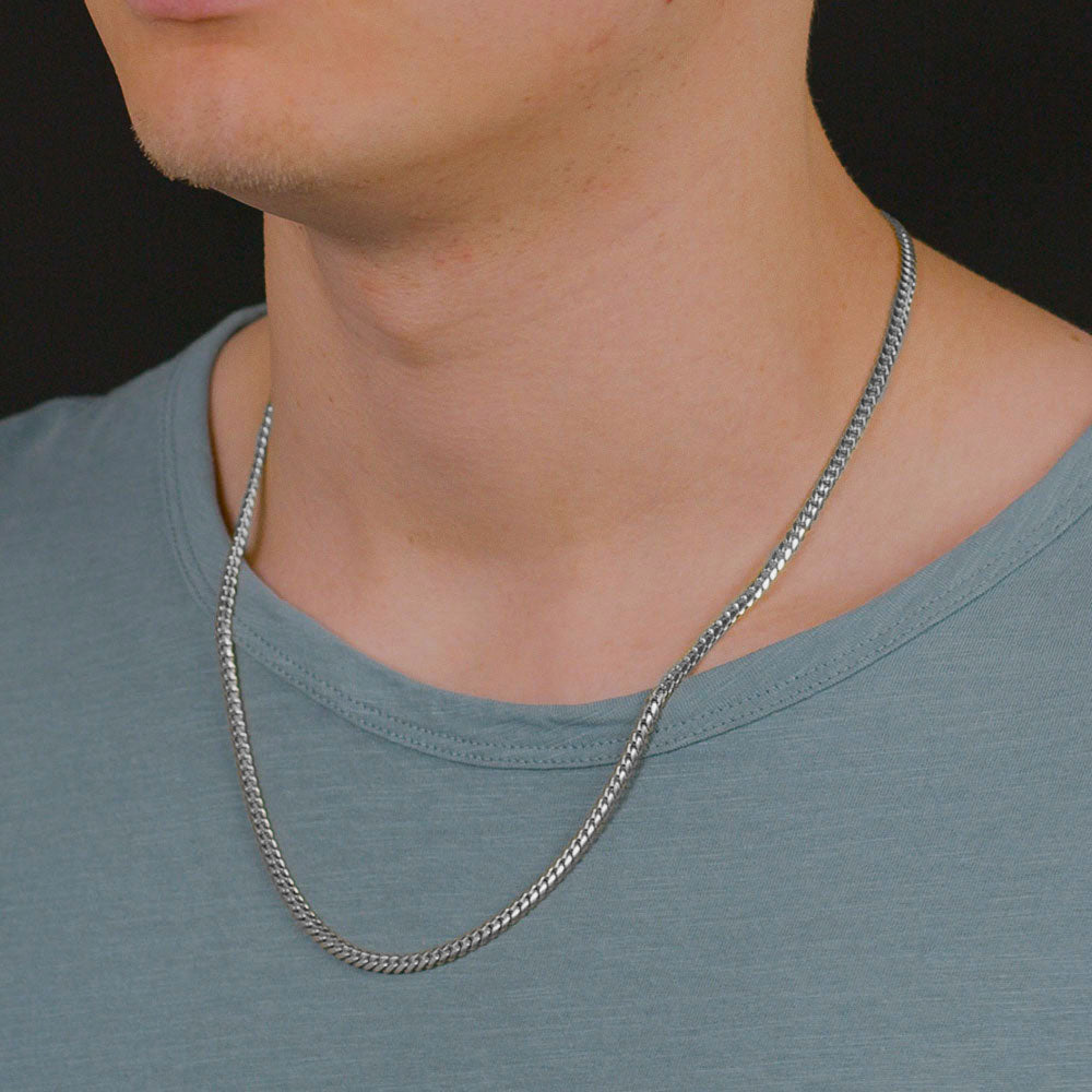 24inch 4mm Silver cuban link chain .925 Sterling Silver mens jewelry the gold gods side view