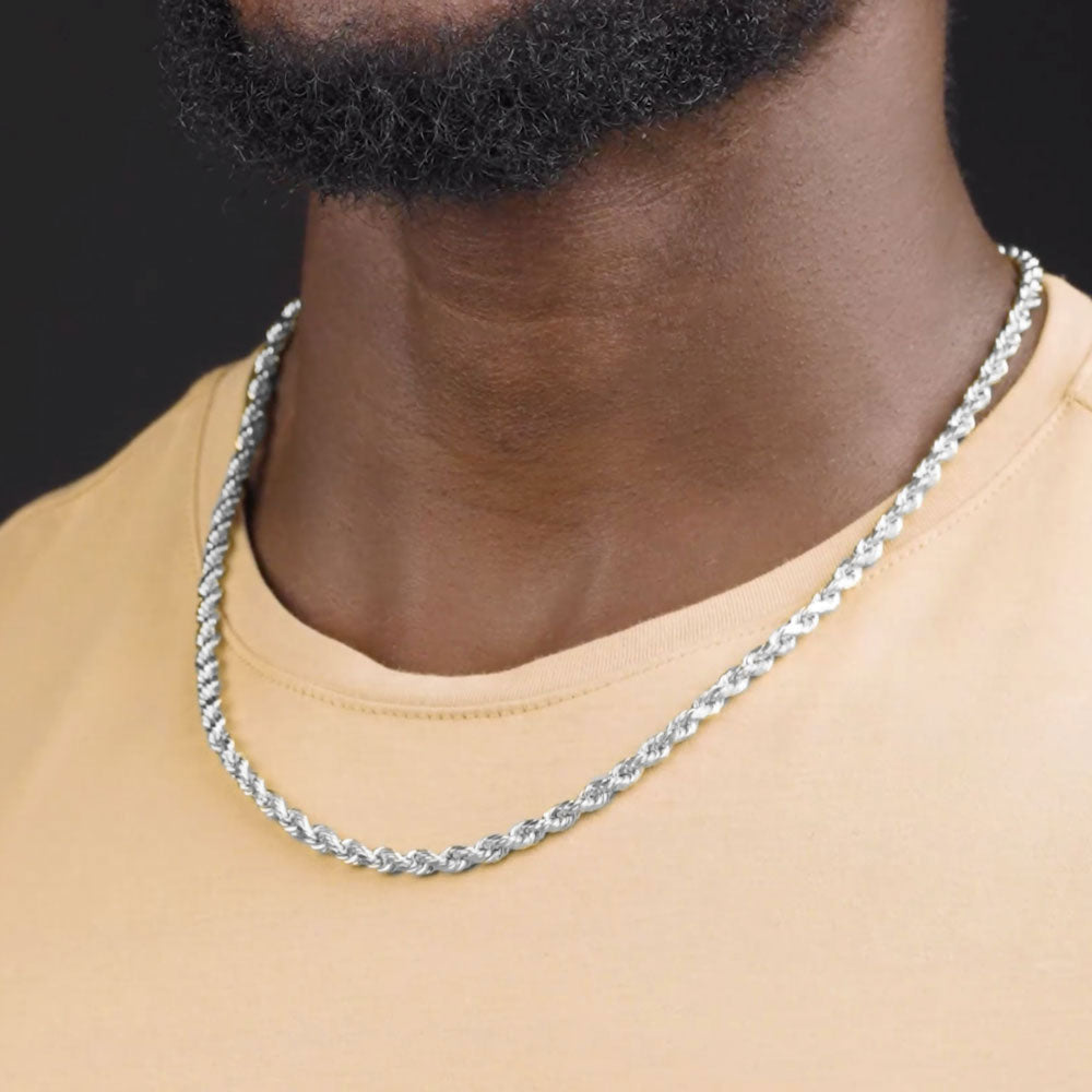 22inch 5mm Silver Rope Chain .925 Sterling Silver The Gold Gods Mens Jewelry