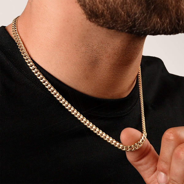 18k Gold Plated Cuban Link Chain Necklace – 6mm Width, 55cm Length – Lobster Clasp – UK Seller