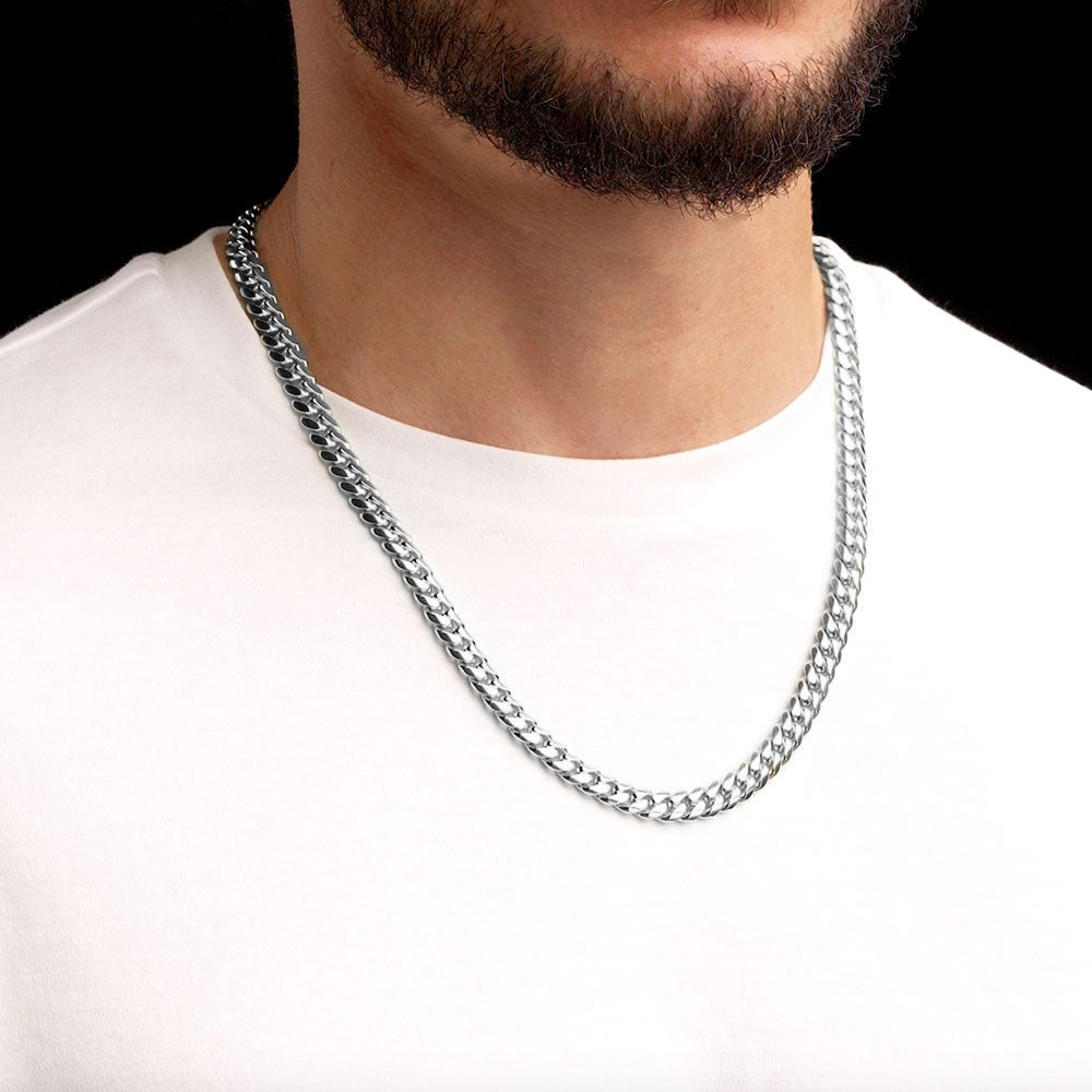 Silver Cuban Chain Necklace 8mm - 925 online Sterling Silver