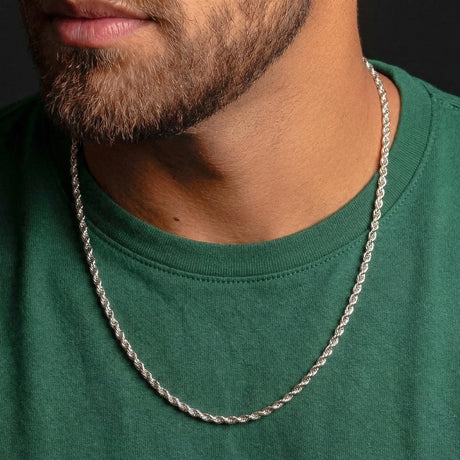 24inch 4mm 925 italian silver rope chain on neck the gold gods mens jewelry 2026