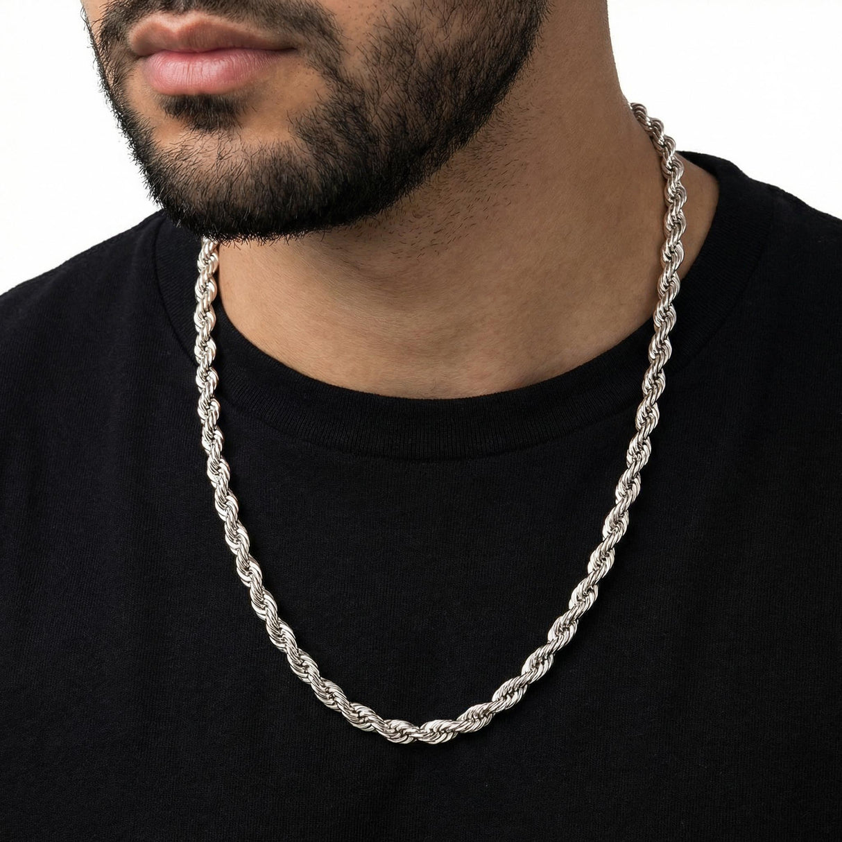 24inch 5mm 925 italian silver rope chain on neck the gold gods mens jewelry 2026