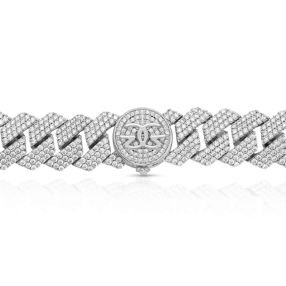 Chain 3 Rows 3 Row Diamond Cuban Link Chain White Gold 8mm | The Gold Gods