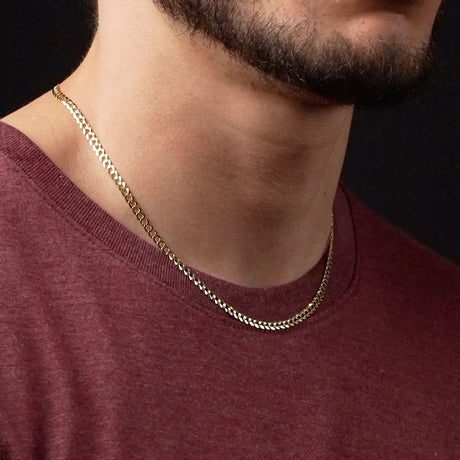 3mm 18inch Vermeil Curb Cuban Chain Italian .925 Sterling Silver The  Gold Gods Men's jewelry