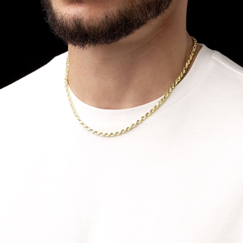 4mm 18inch Vermeil Rope Chain Italian .925 Sterling Silver The  Gold Gods Men's jewelry