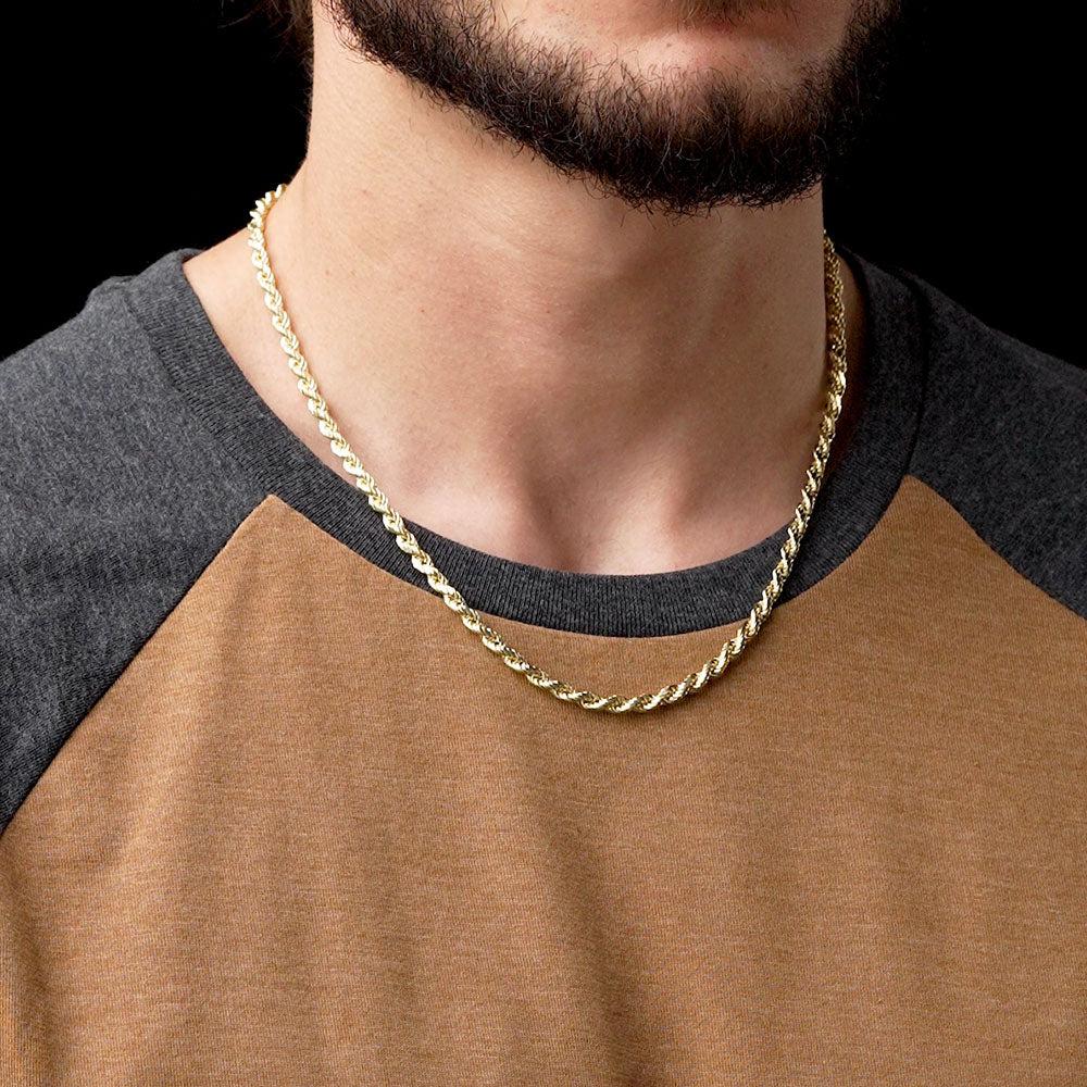 4mm 20inch Vermeil Rope Chain Italian .925 Sterling Silver The  Gold Gods Men's jewelry