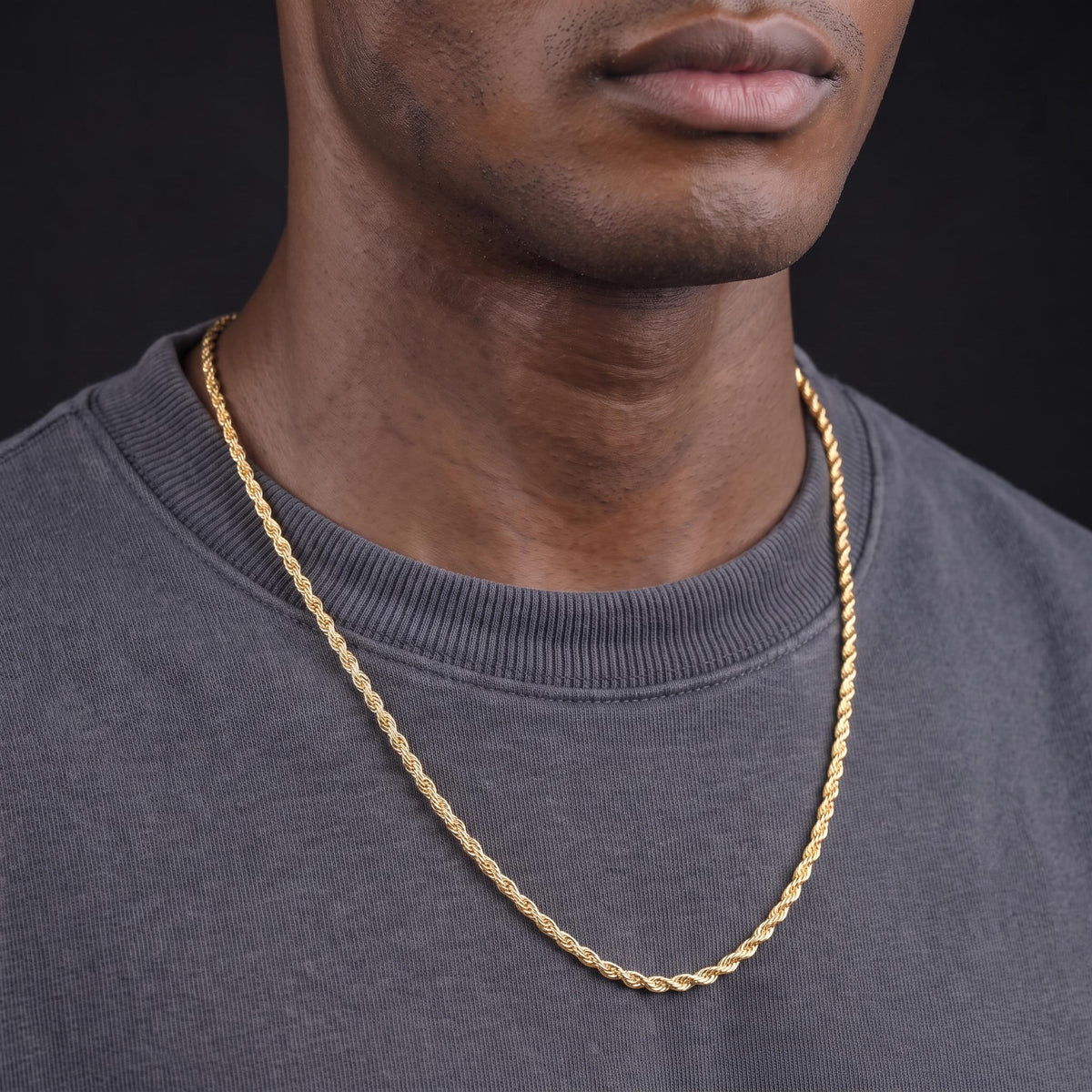 4mm 24 inch Solid Gold Rope Chain The Gold Gods