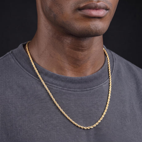 4mm 24 inch Solid Gold Rope Chain The Gold Gods