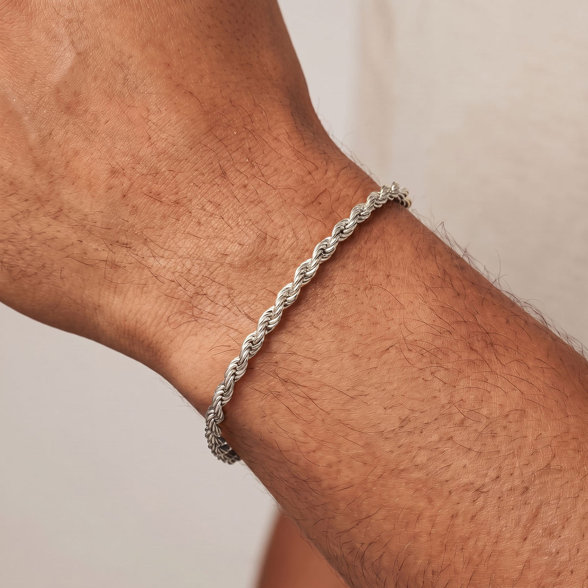 White Gold Rope Bracelet 4mm