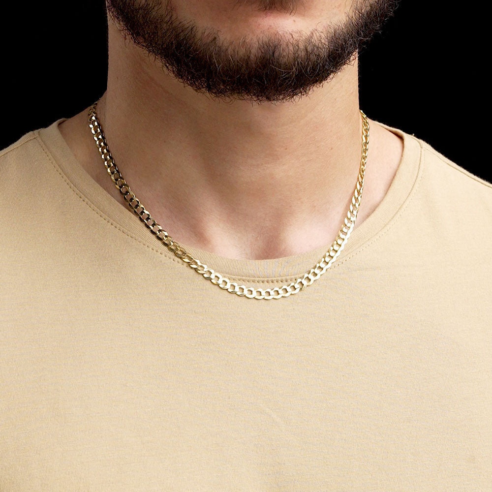 5mm 18inch Vermeil Curb Cuban Chain Italian .925 Sterling Silver The  Gold Gods Men's jewelry