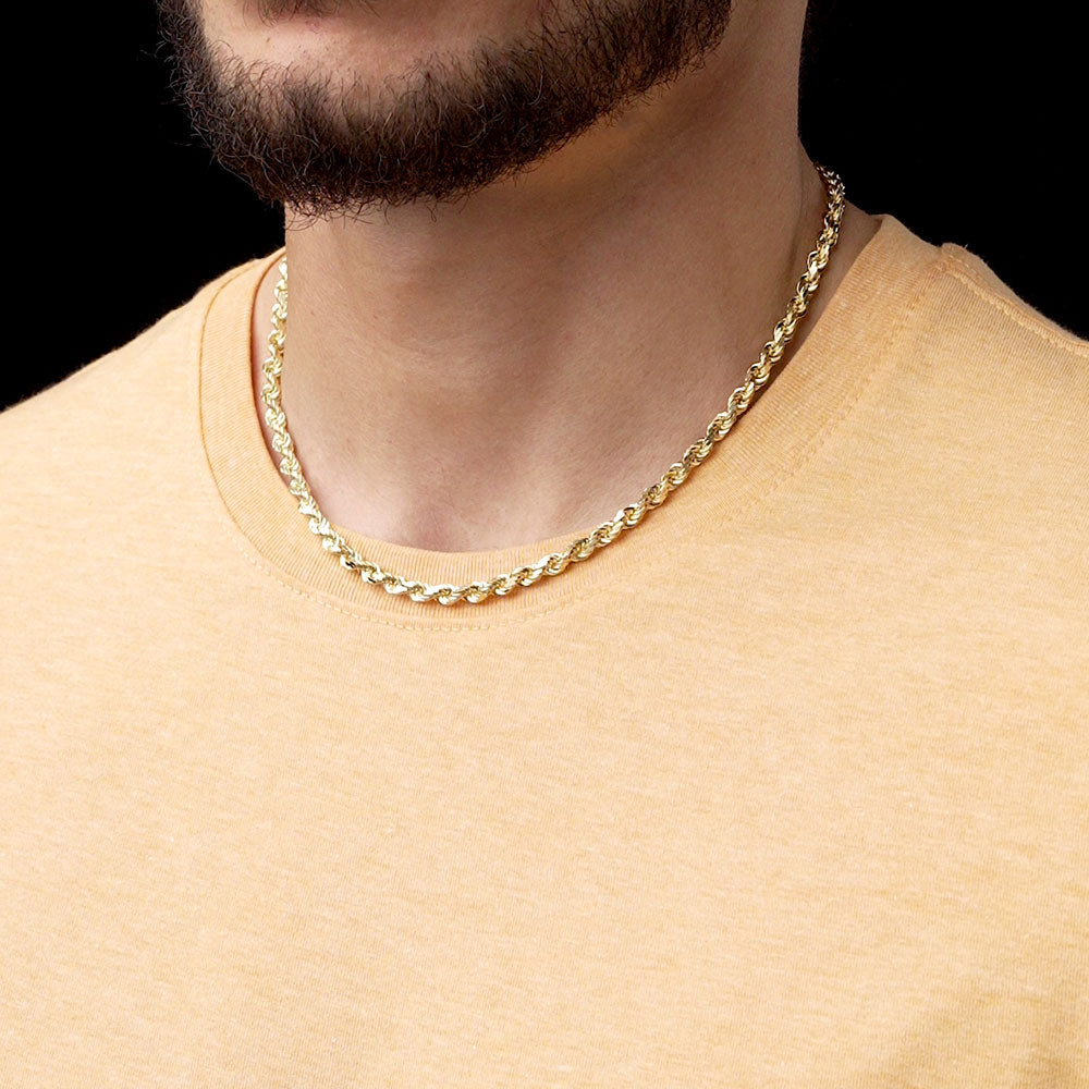 5mm 18inch Vermeil Rope Chain Italian .925 Sterling Silver The  Gold Gods Men's jewelry