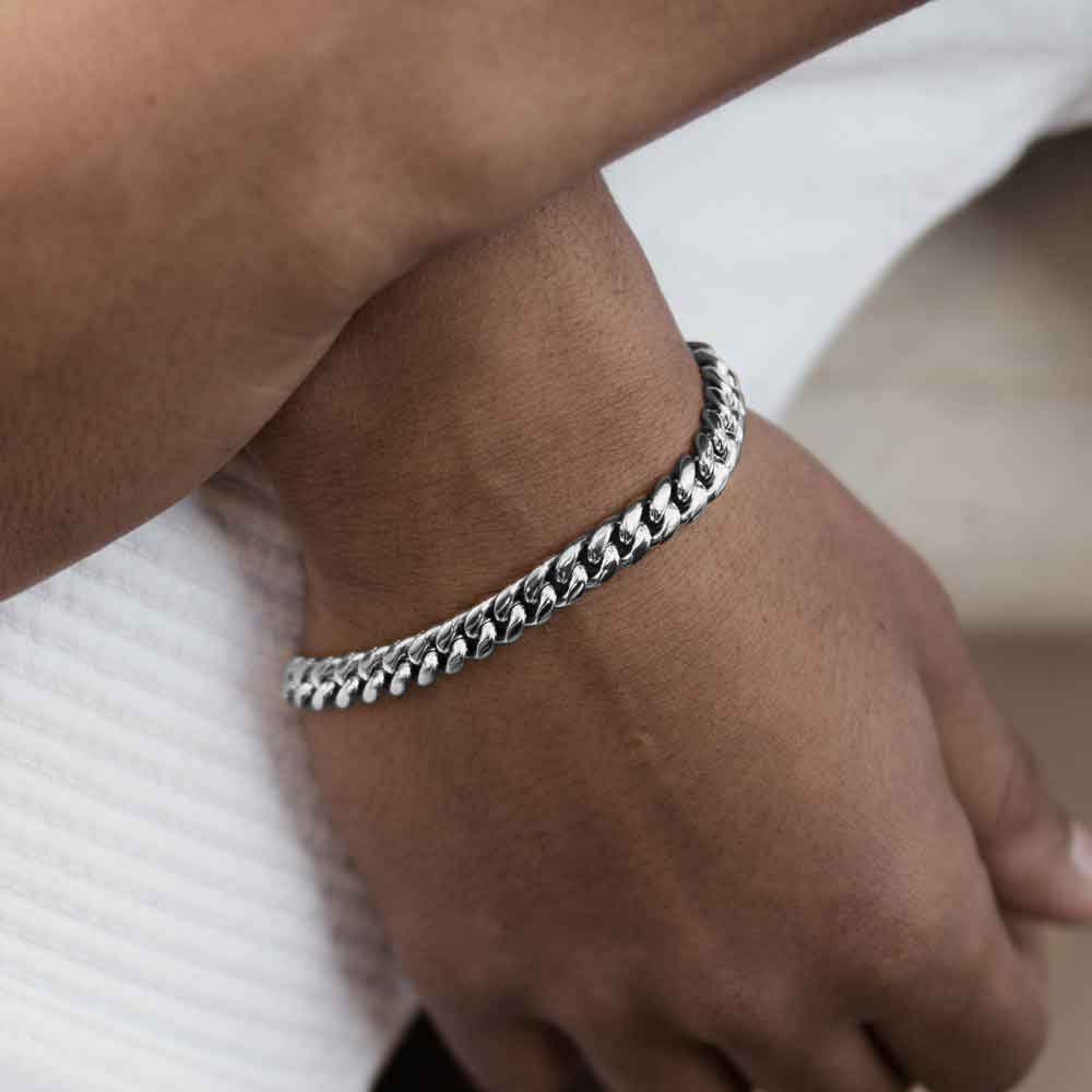 Cuban link fashion sterling silver bracelet