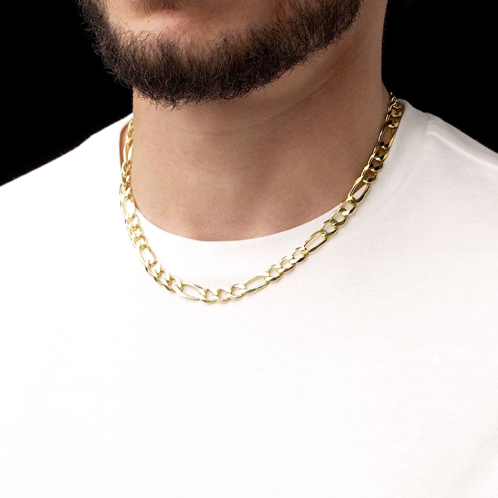 7.5mm 18inch Vermeil figaro Chain Italian .925 Sterling Silver The  Gold Gods Men's jewelry