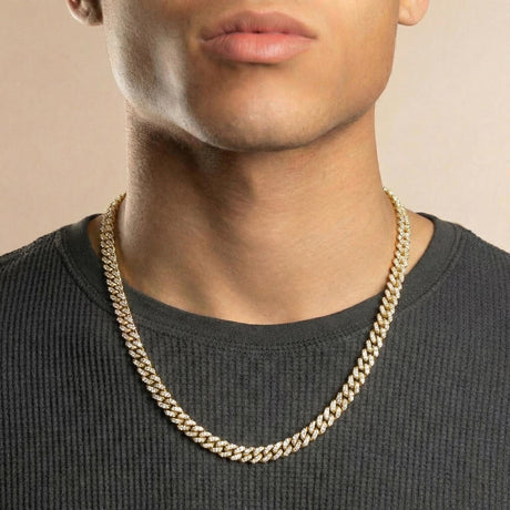 8mm 18 inch Gold Straight Edge Diamond Cuban The Gold Gods