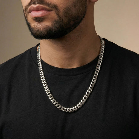 24 inch 8mm silver cuban link chain .925 Sterling Silver mens jewelry the gold gods