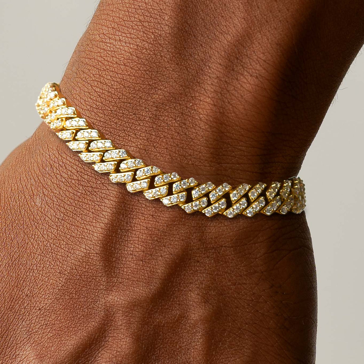 8mm straight edge diamond cuban bracelet the gold gods
