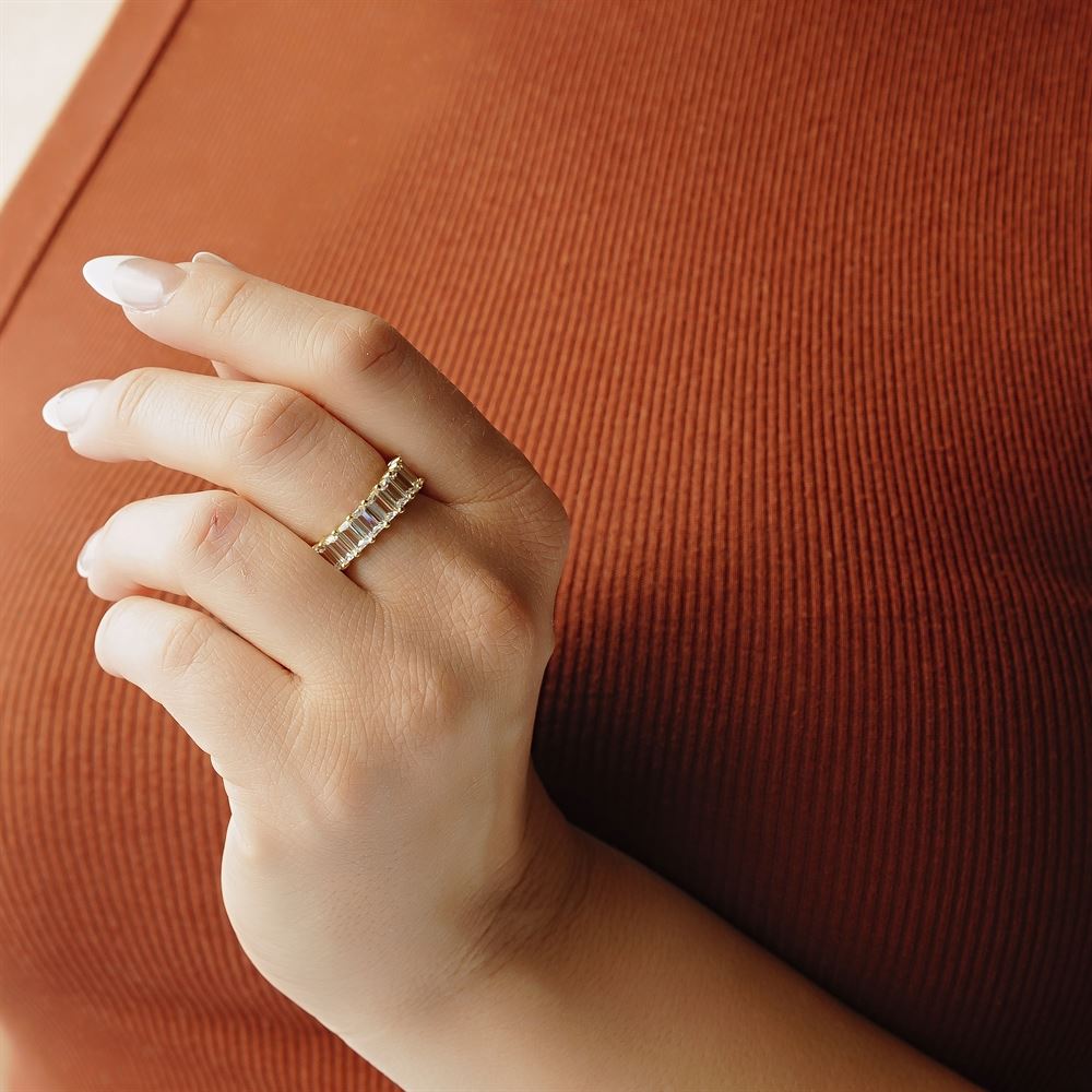 Women's Vermeil Diamond Baguette Eternity Ring