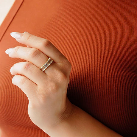 Women's Vermeil Diamond Baguette Eternity Ring