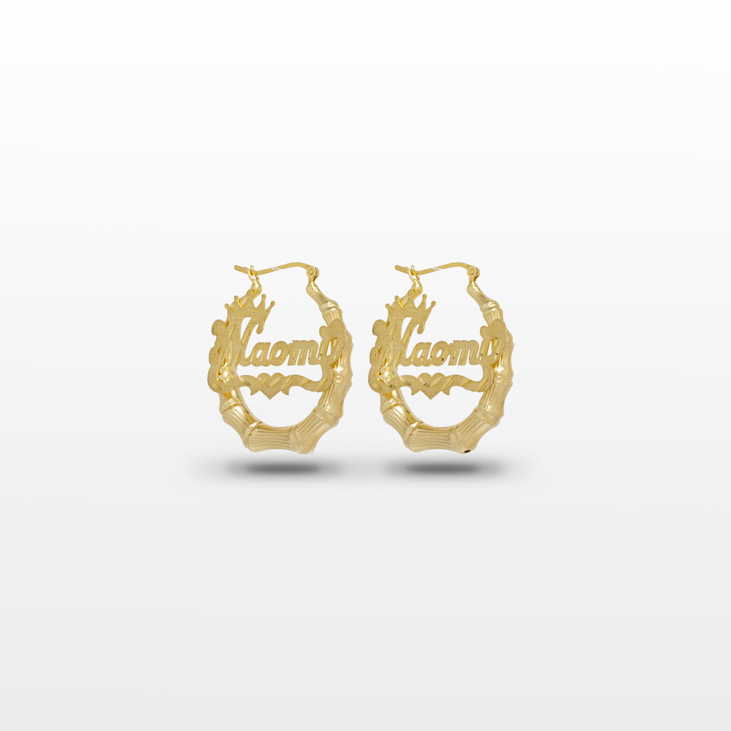 CUSTOM GOLD EARRING BAMBOO CROWN NAME THE GOLD GODS GOLD GODDESS WOMENS JEWELRY 2