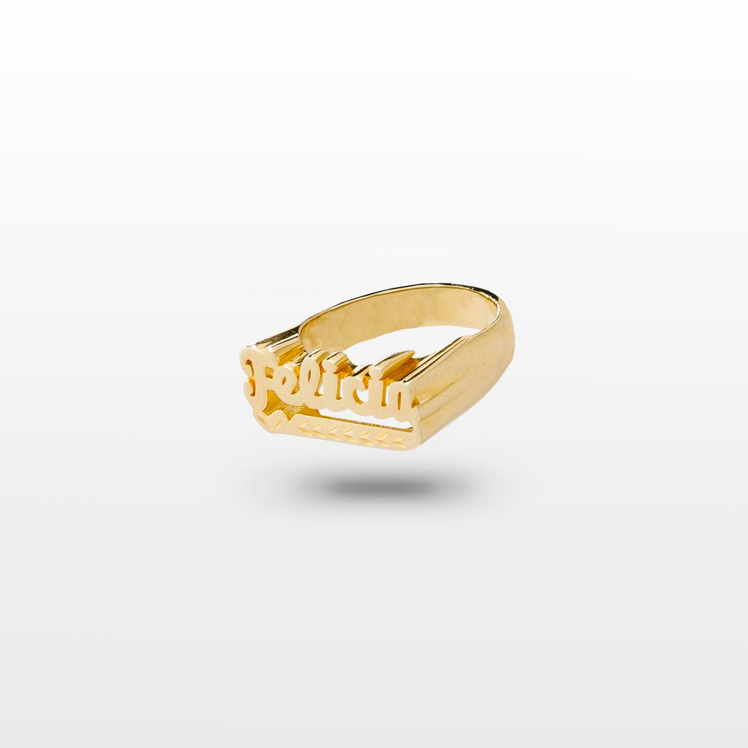 Ladies gold ring with on sale name