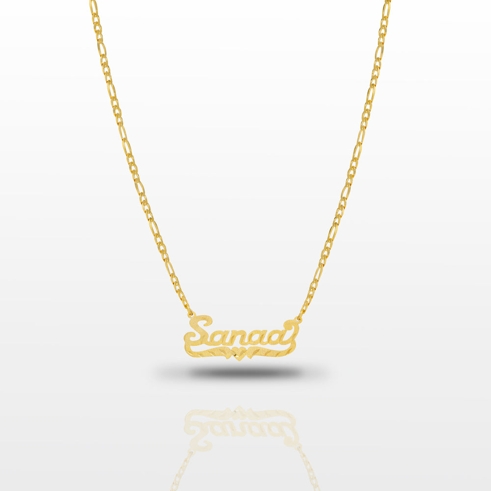 Women's Custom Name Plate Script Necklace Gold Gods 1
