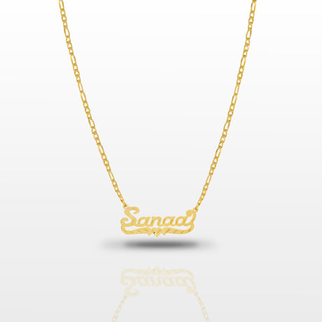 Women's Custom Name Plate Script Necklace Gold Gods 1