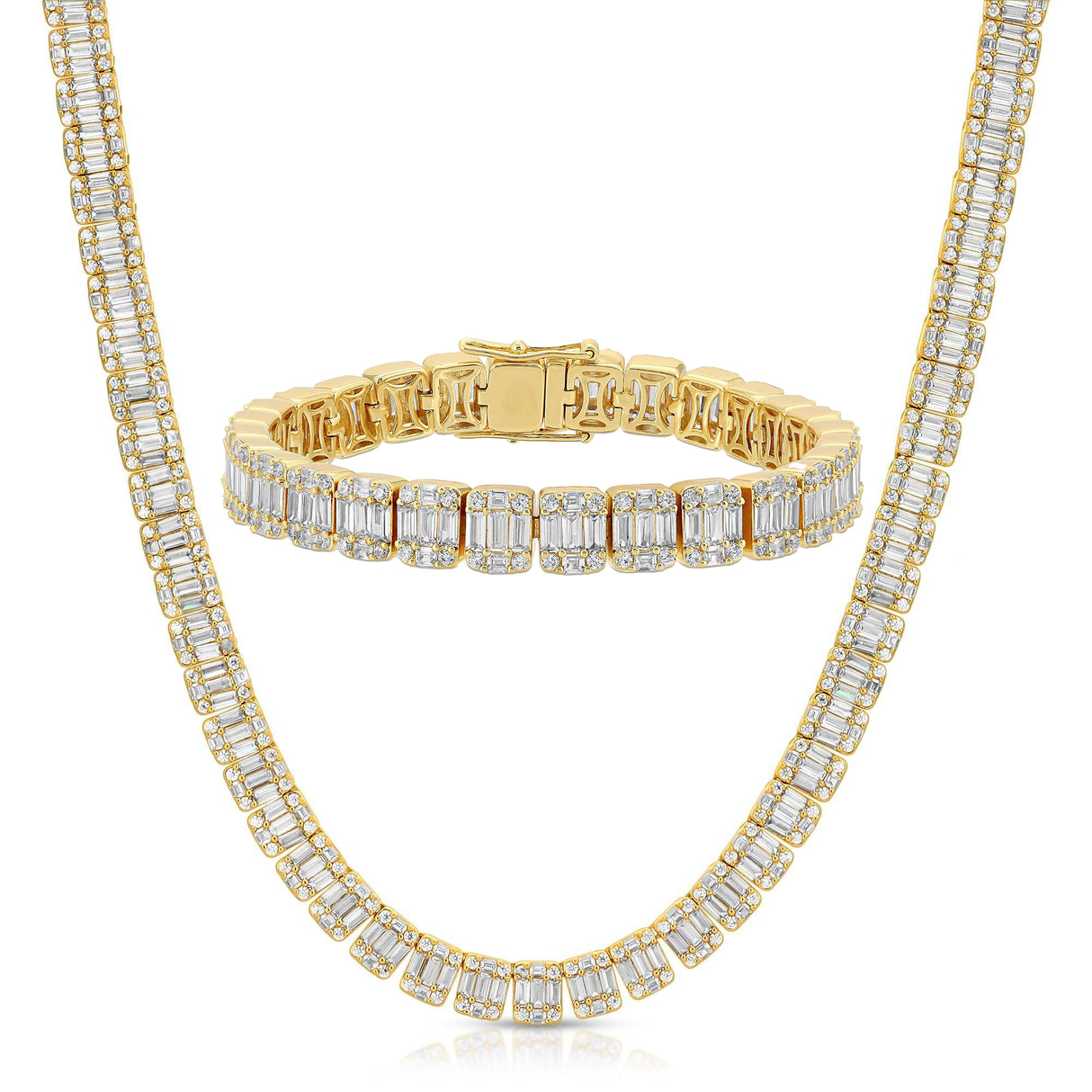 Tennis Baguette Chain Bracelet Bundle Set