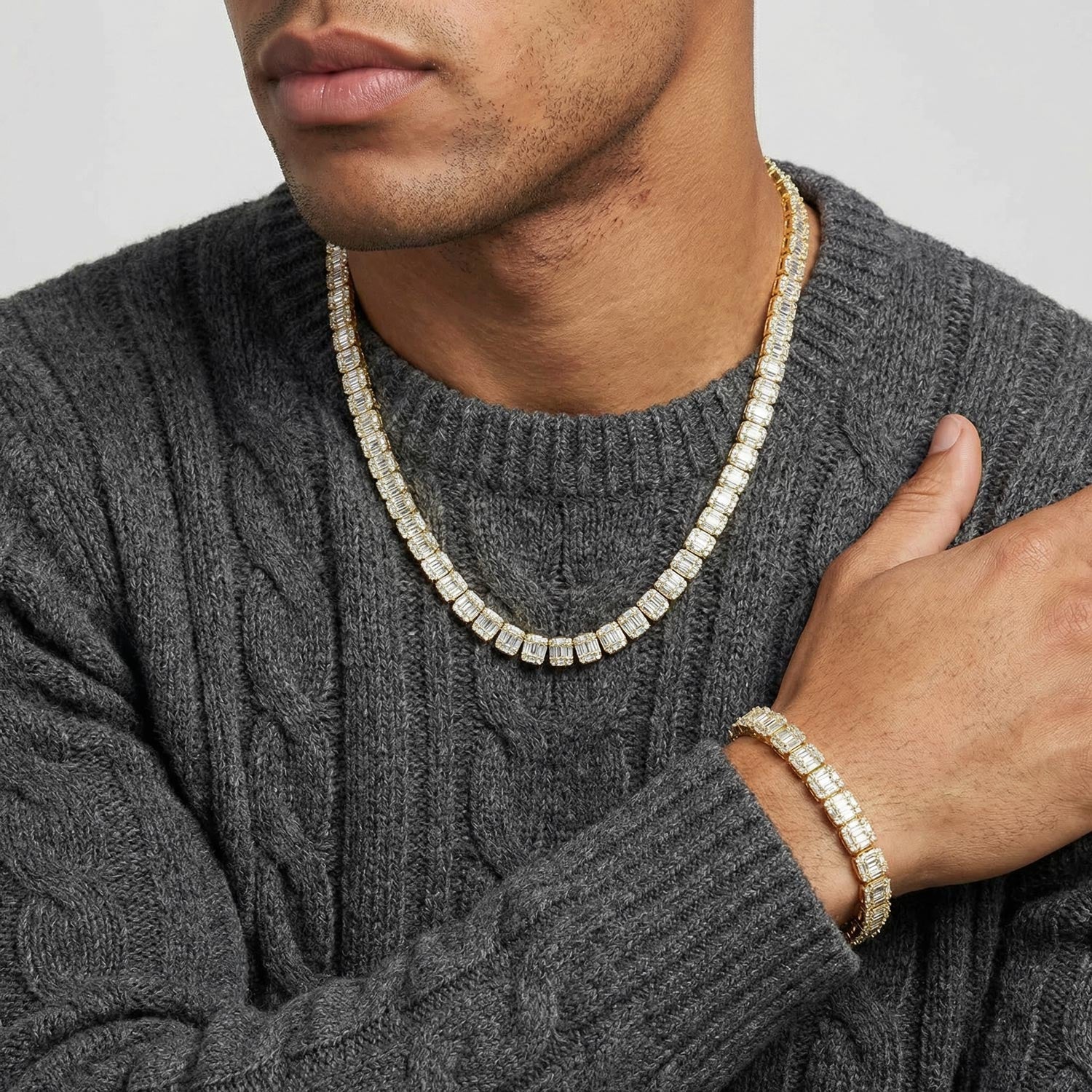Tennis Baguette Chain Bracelet Bundle Set | The Gold Gods