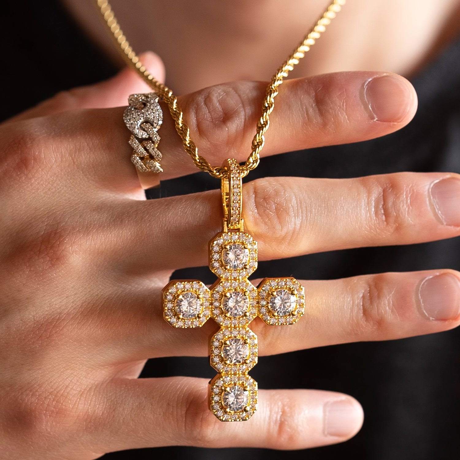 Diamond Devine Cross Pendant | The Gold Gods