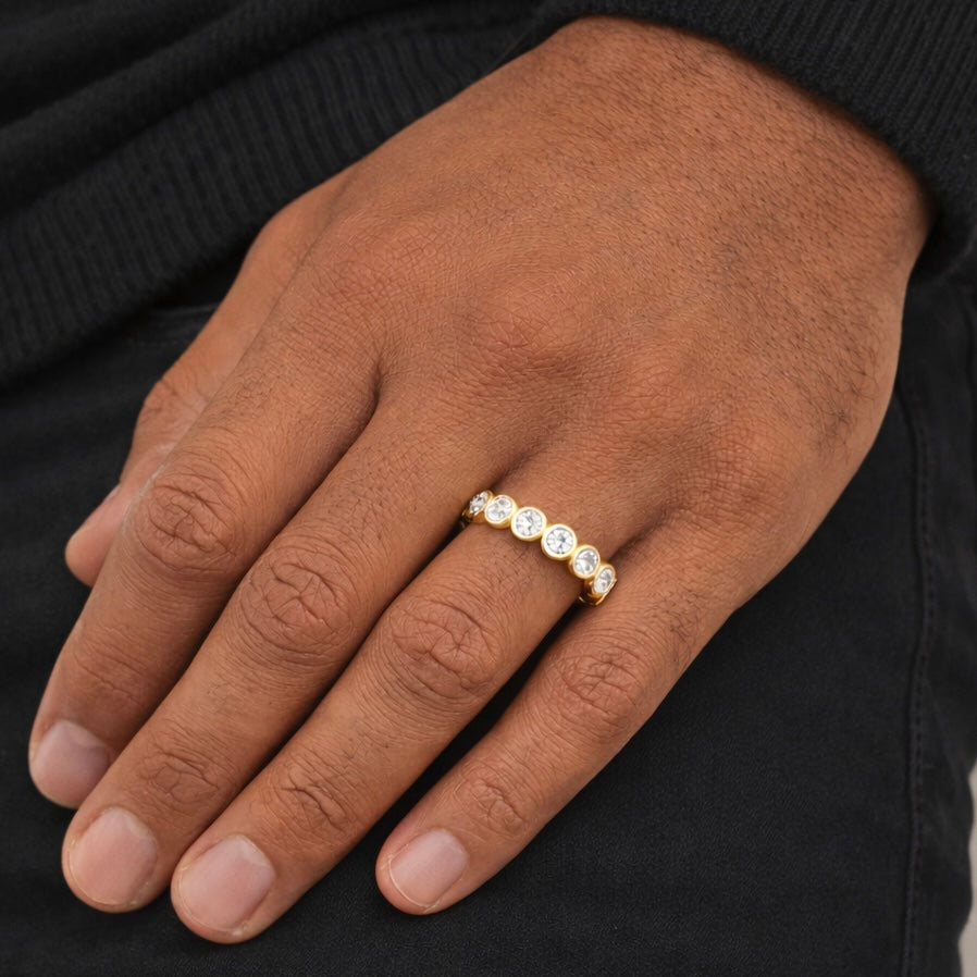 Men's Vermeil Round Diamond Bezel Ring