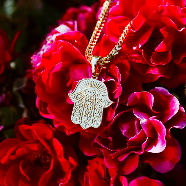 Hamsa Hand Gold Pendant Necklace & Franco Gold Chain The Gold Gods